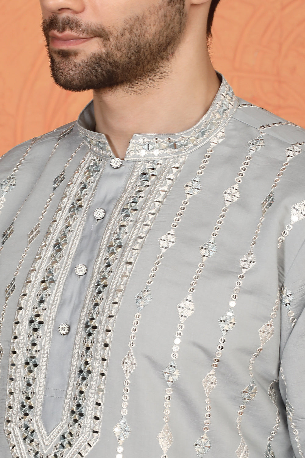 Mayuresh Mirror  Embroidered Kurta with  Back Elastic Pants