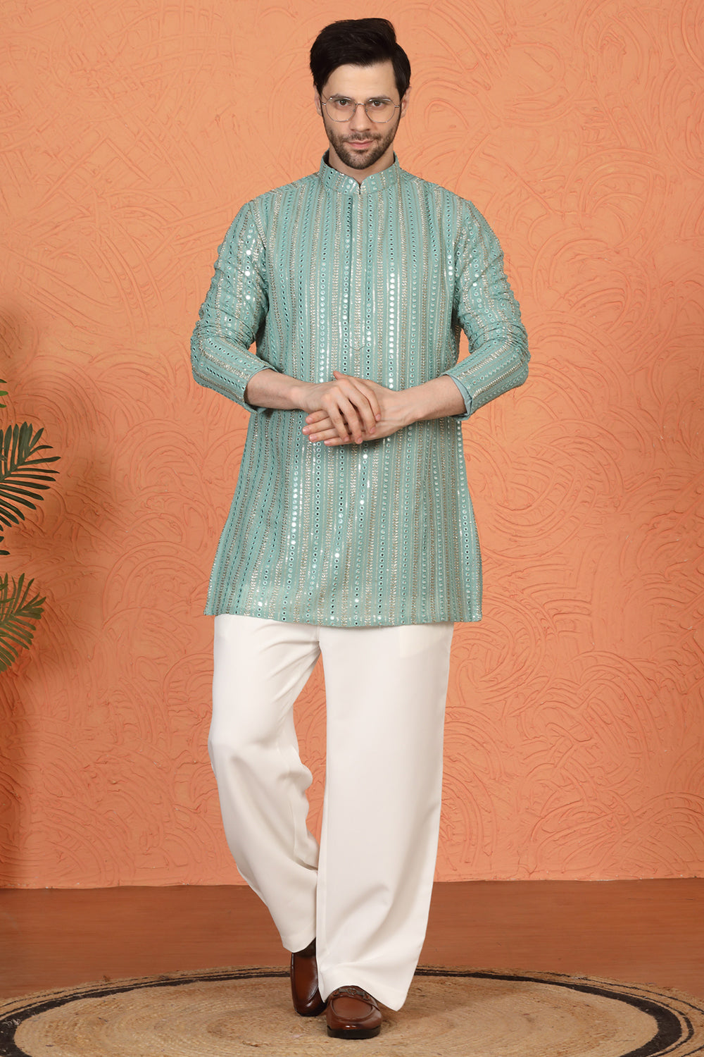 Mihir Embroidered Kurta  with Loose Fit Back Elastic Parallel Pants