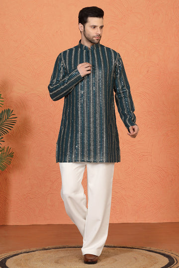 Mihir Embroidered Kurta  with Loose Fit Back Elastic Parallel Pants