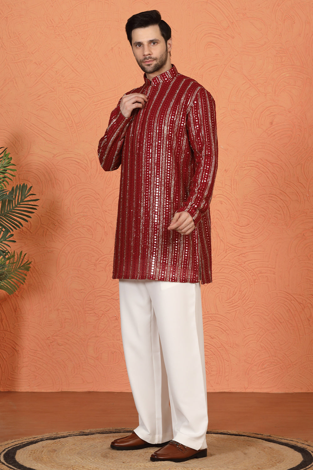 Mihir Embroidered Kurta  with Loose Fit Back Elastic Parallel Pants