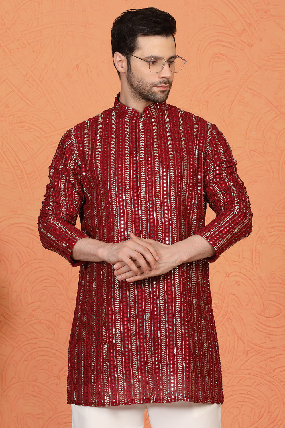 Mihir Embroidered Kurta  with Loose Fit Back Elastic Parallel Pants