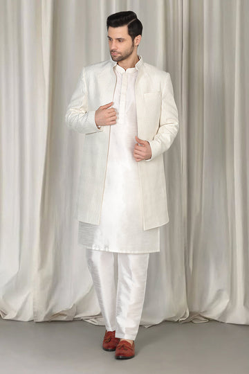 Mihir Embroidered Long Open Jacket With Kurta And  Pants