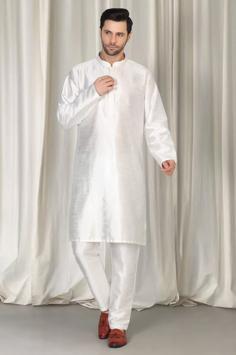 Mihir Embroidered Long Open Jacket With Kurta And  Pants