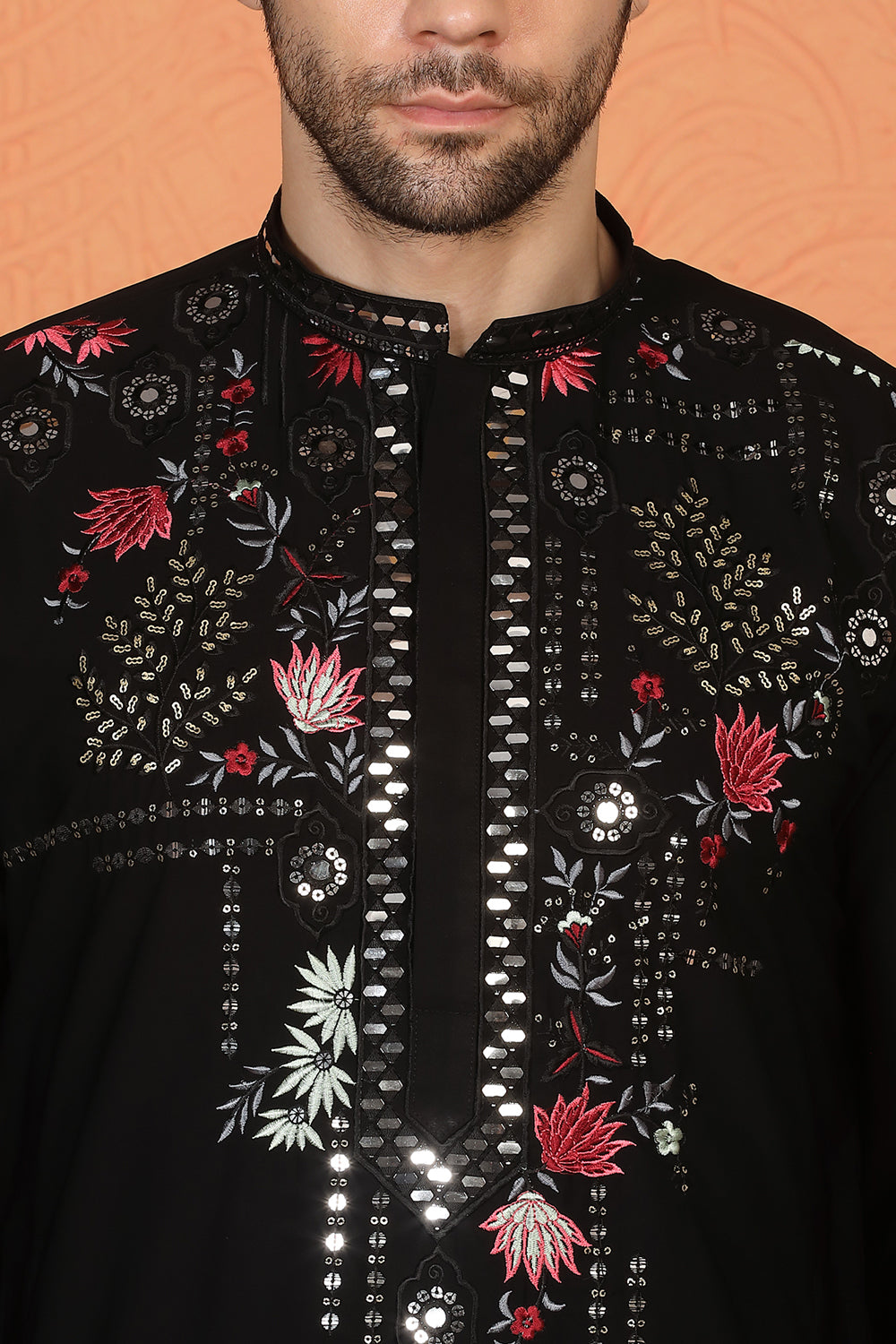 Multi Colored Flora Embroidered Kurta with Loose Fit Parallel Matching  Pants