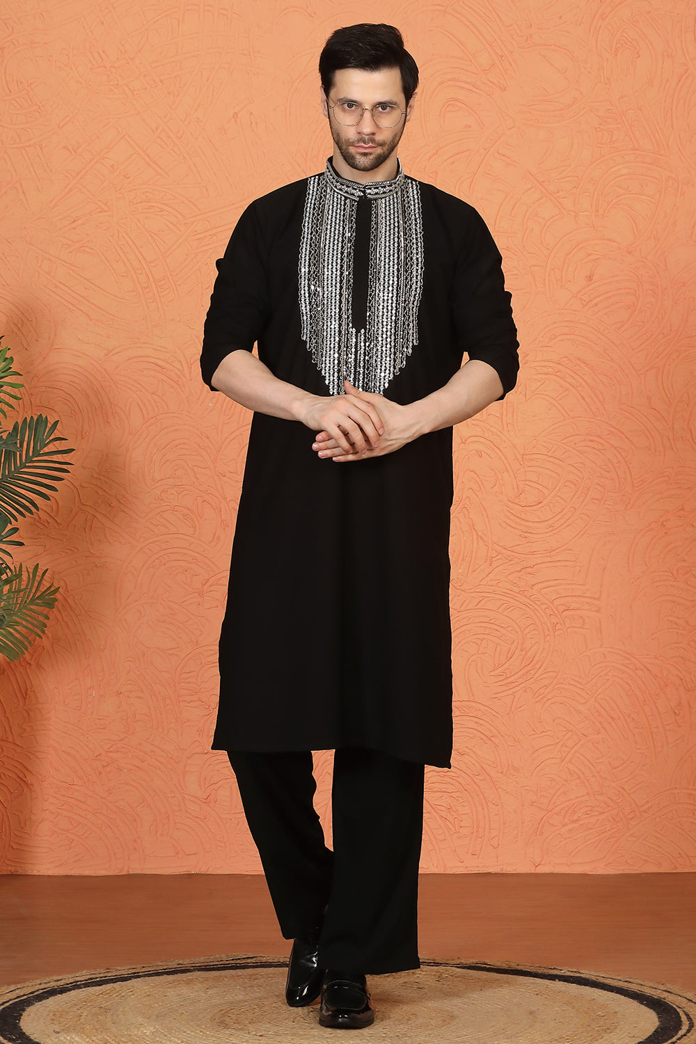 Nawaaz  Embroidered Kurta with Loose Fit Parallel Matching  Pants
