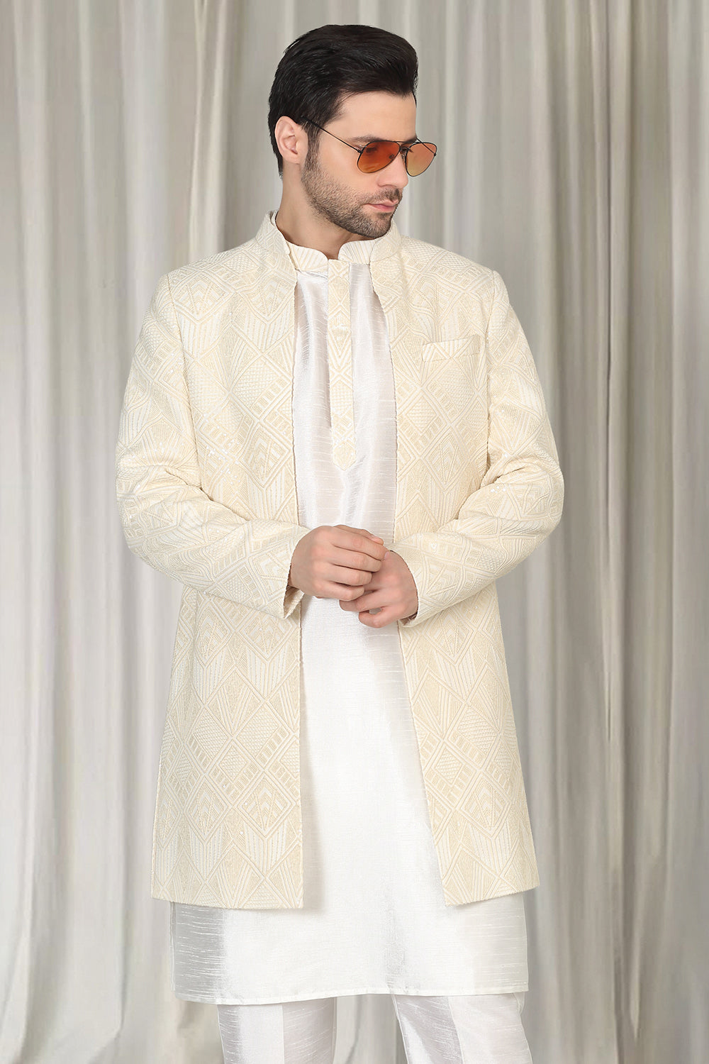 Pavitra Embroidered Long Open Jacket With Kurta And  Pants