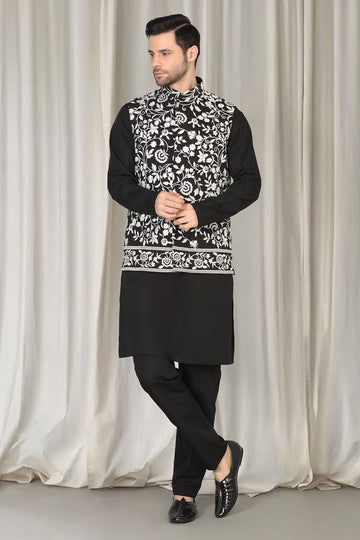 Phool Bahaar Embroidered Bandi With Kurta And  Back Elastic Pants
