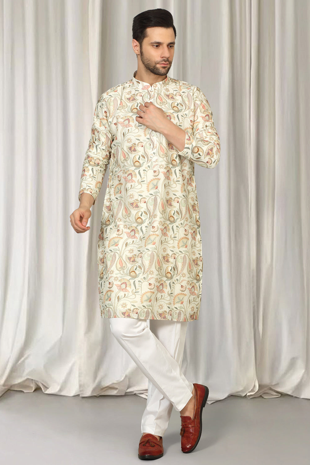 Phool Bahaar Embroidered Kurta With Back Elastic Pants