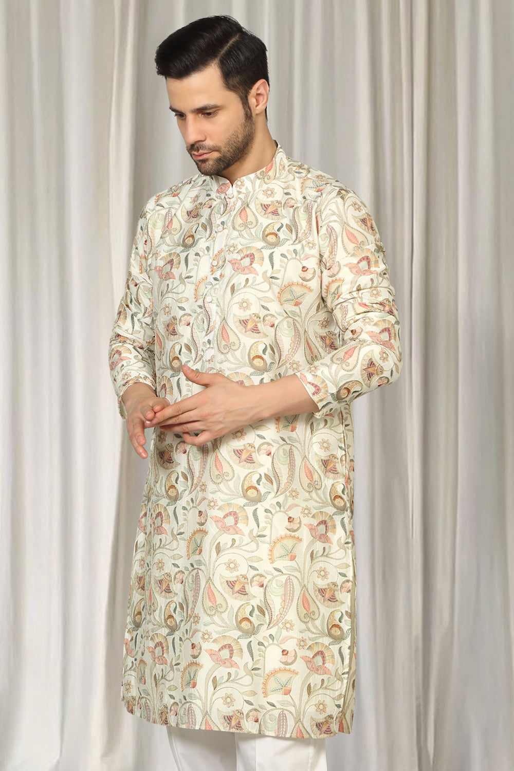 Phool Bahaar Embroidered Kurta With Back Elastic Pants