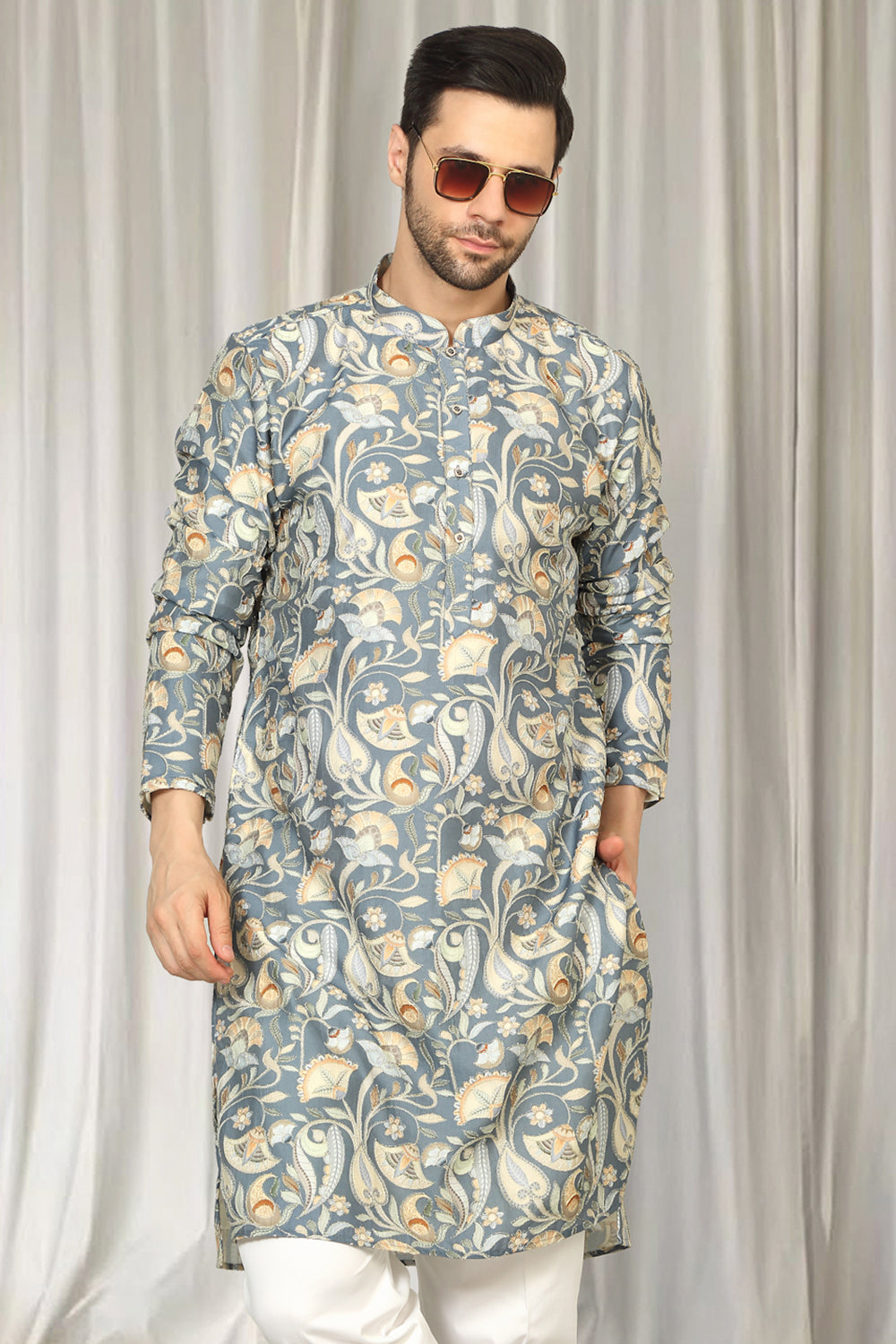 Phool Bahaar Embroidered Kurta With Back Elastic Pants