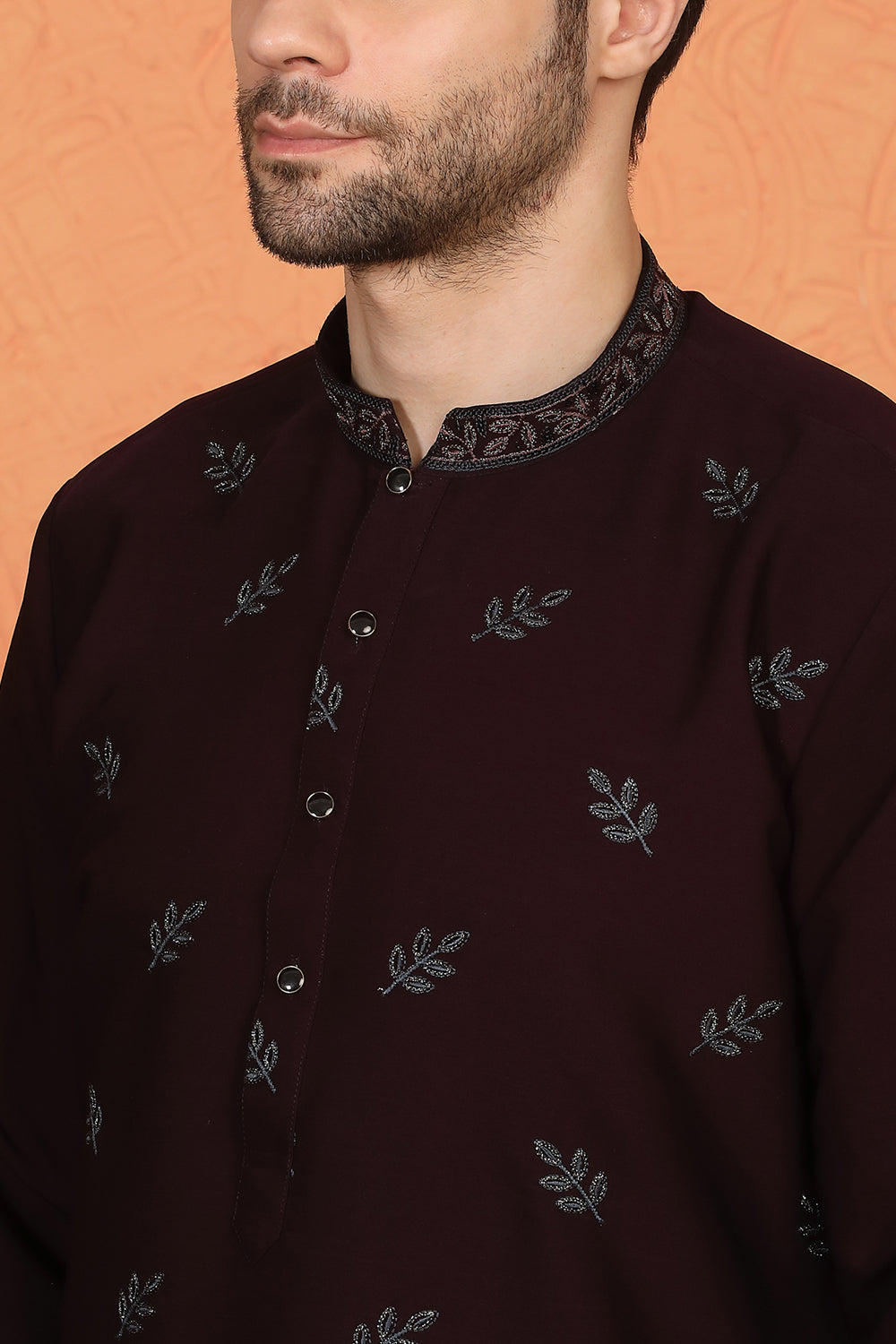 Phool Buta  Patti Embroidered Kurta with Loose Fit Parallel Matching  Pants