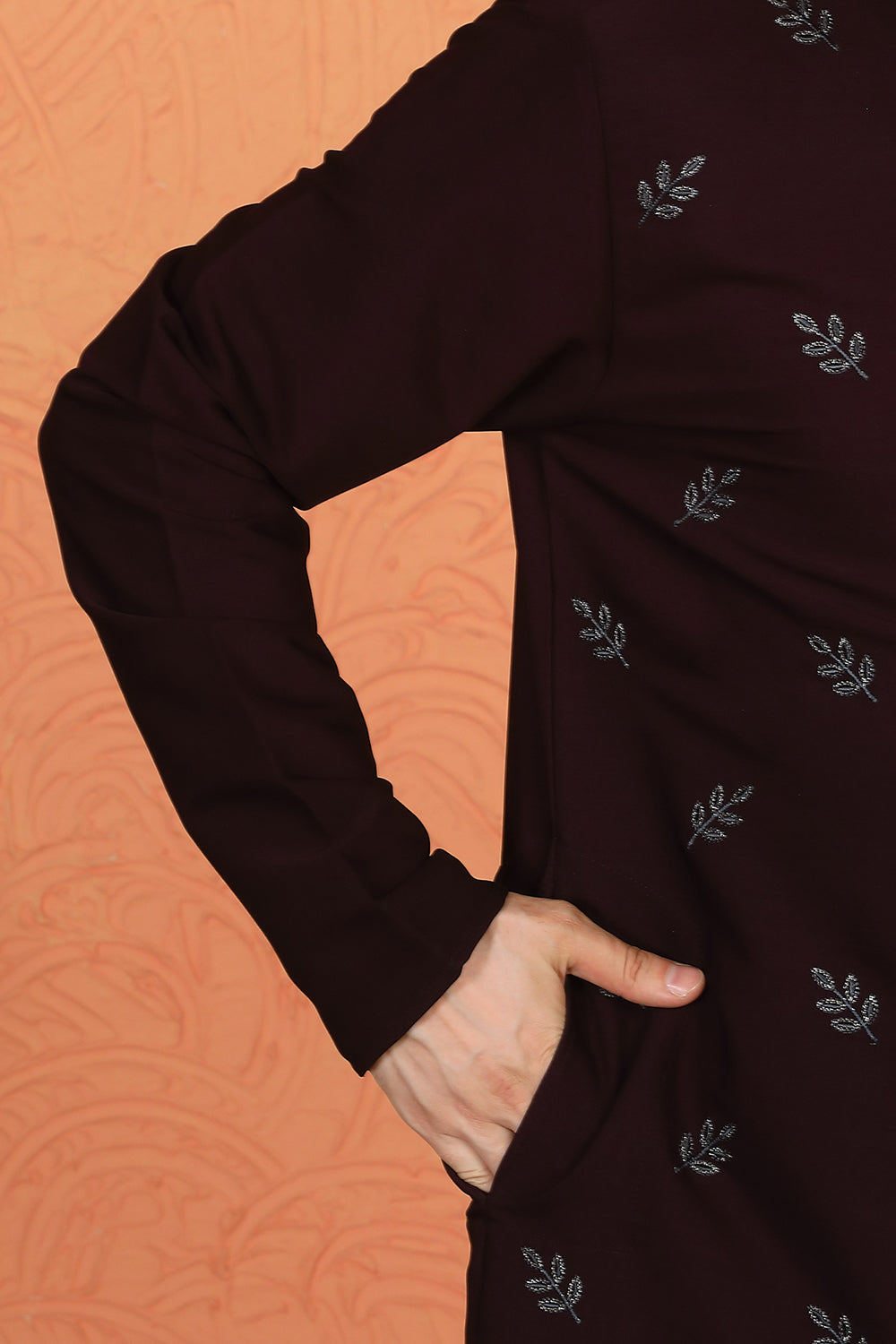 Phool Buta  Patti Embroidered Kurta with Loose Fit Parallel Matching  Pants