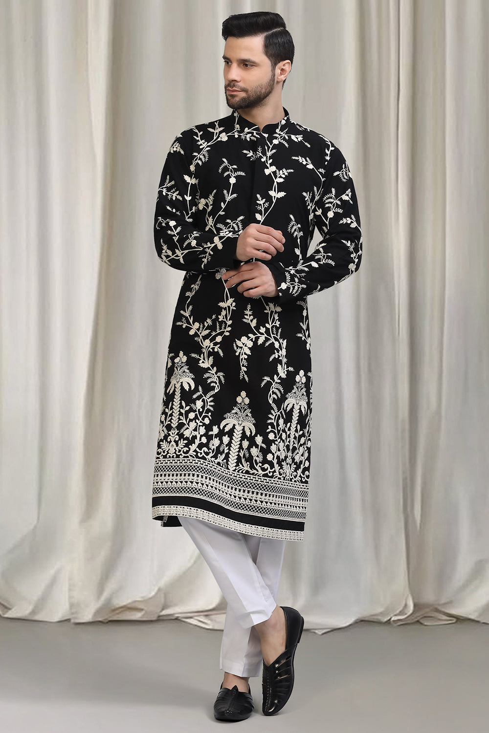Phool Patti  Embroidered Kurta With Back Elastic Pants And Dupatta