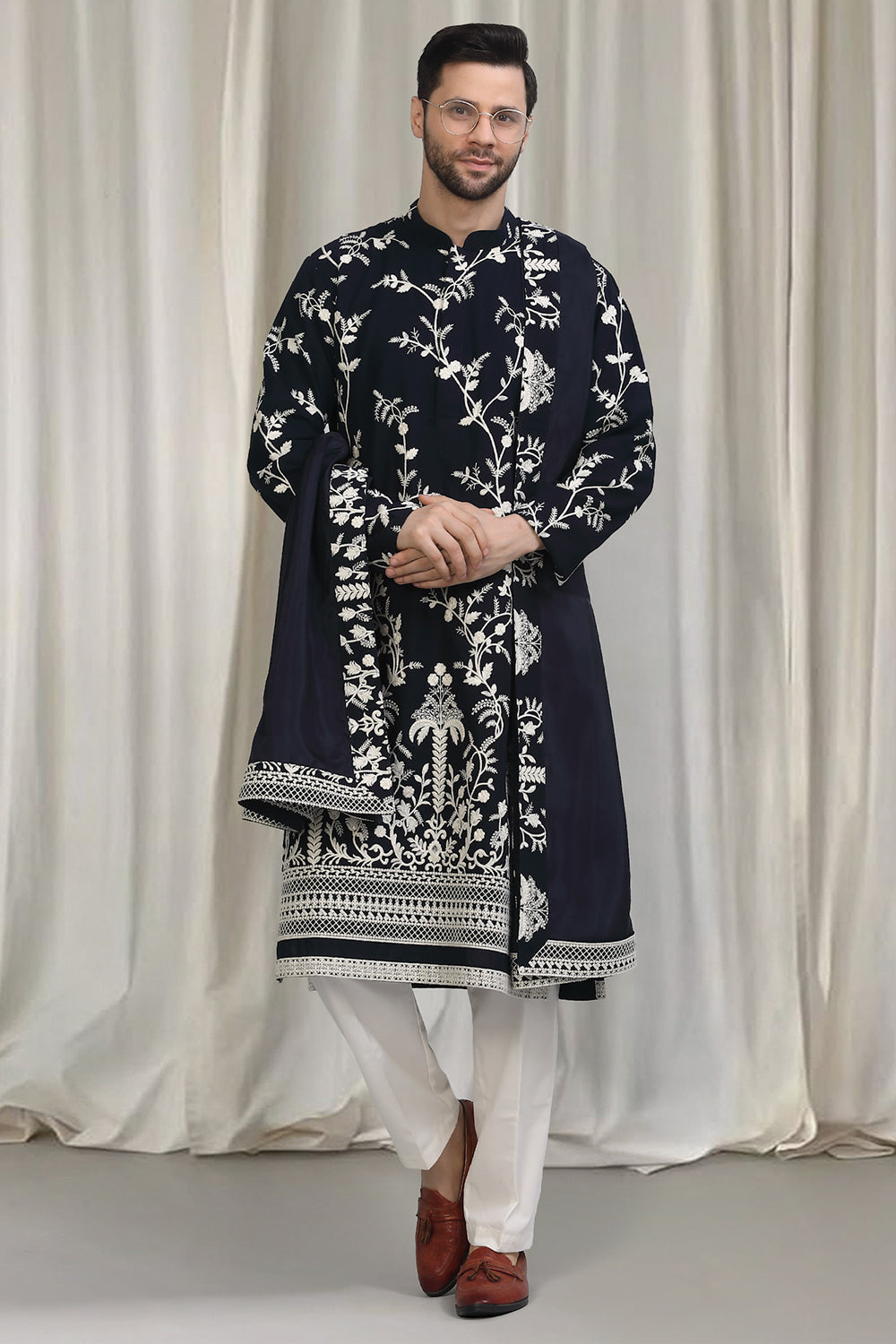 Phool Patti  Embroidered Kurta With Back Elastic Pants And Dupatta
