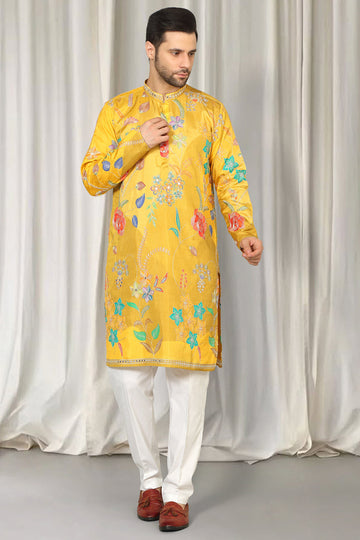 Phool Utsav Embroidered Kurta With Back Elastic Pants