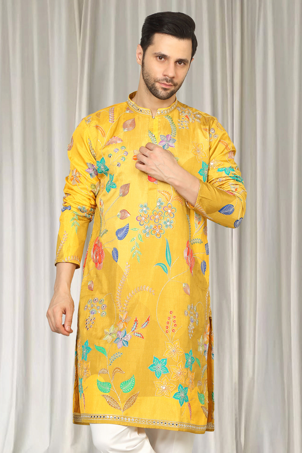 Phool Utsav Embroidered Kurta With Back Elastic Pants