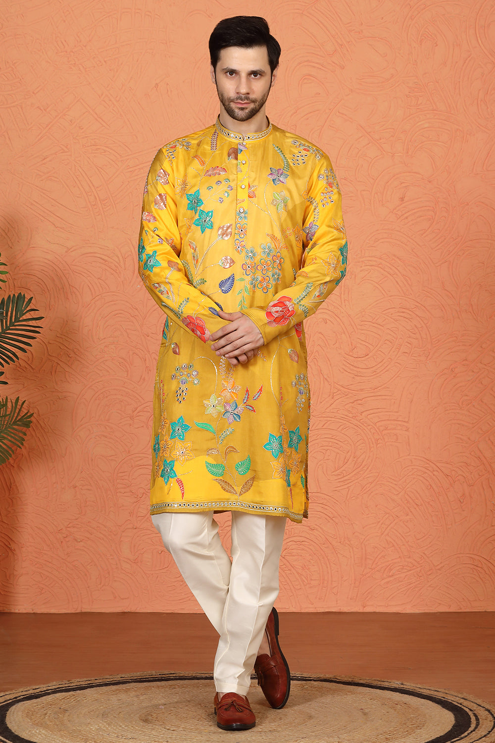 Phool Utsav  Printed  Embroidered Kurta with Back Elastic Pants