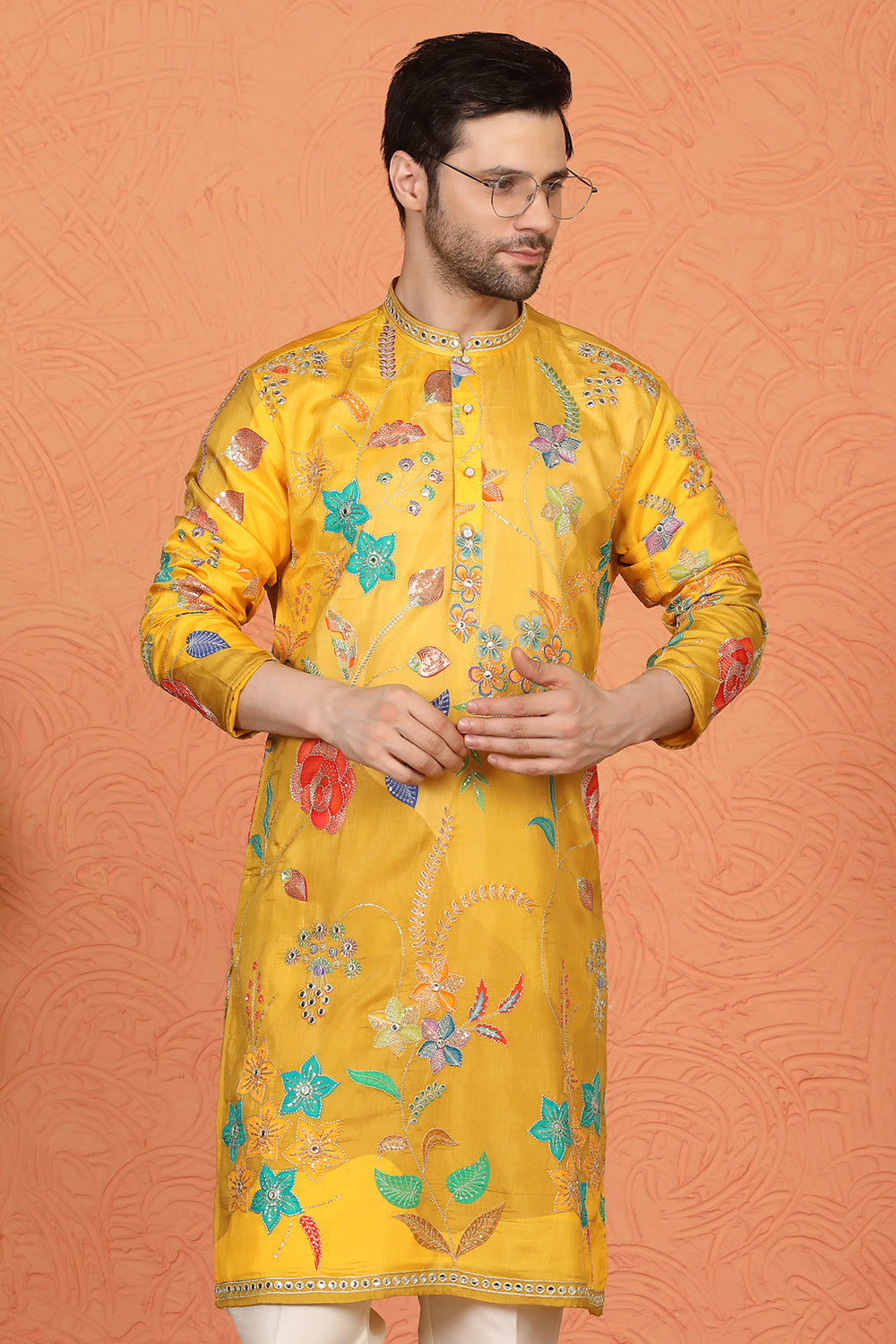 Phool Utsav  Printed  Embroidered Kurta with Back Elastic Pants