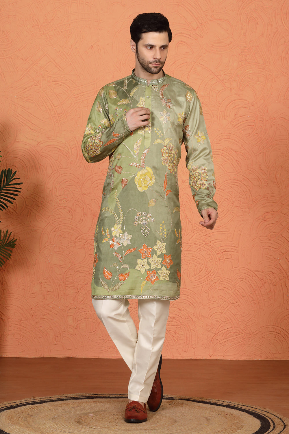 Phool Utsav  Printed  Embroidered Kurta with Back Elastic Pants