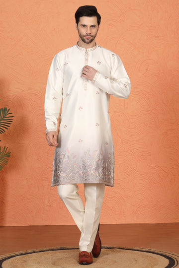 Phool Vatika Ombre  Embroidered Kurta with  Back Elastic Pants