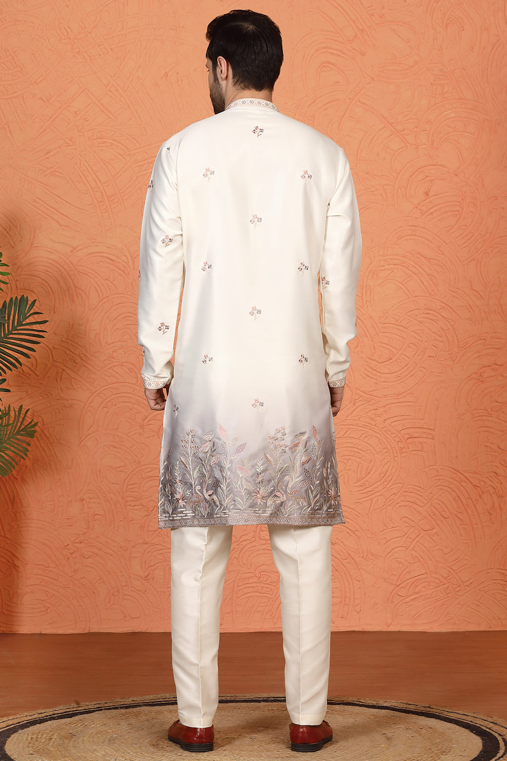 Phool Vatika Ombre  Embroidered Kurta with  Back Elastic Pants