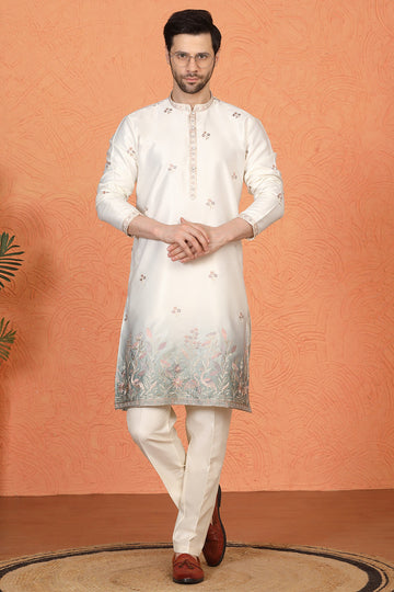Phool Vatika Ombre  Embroidered Kurta with  Back Elastic Pants