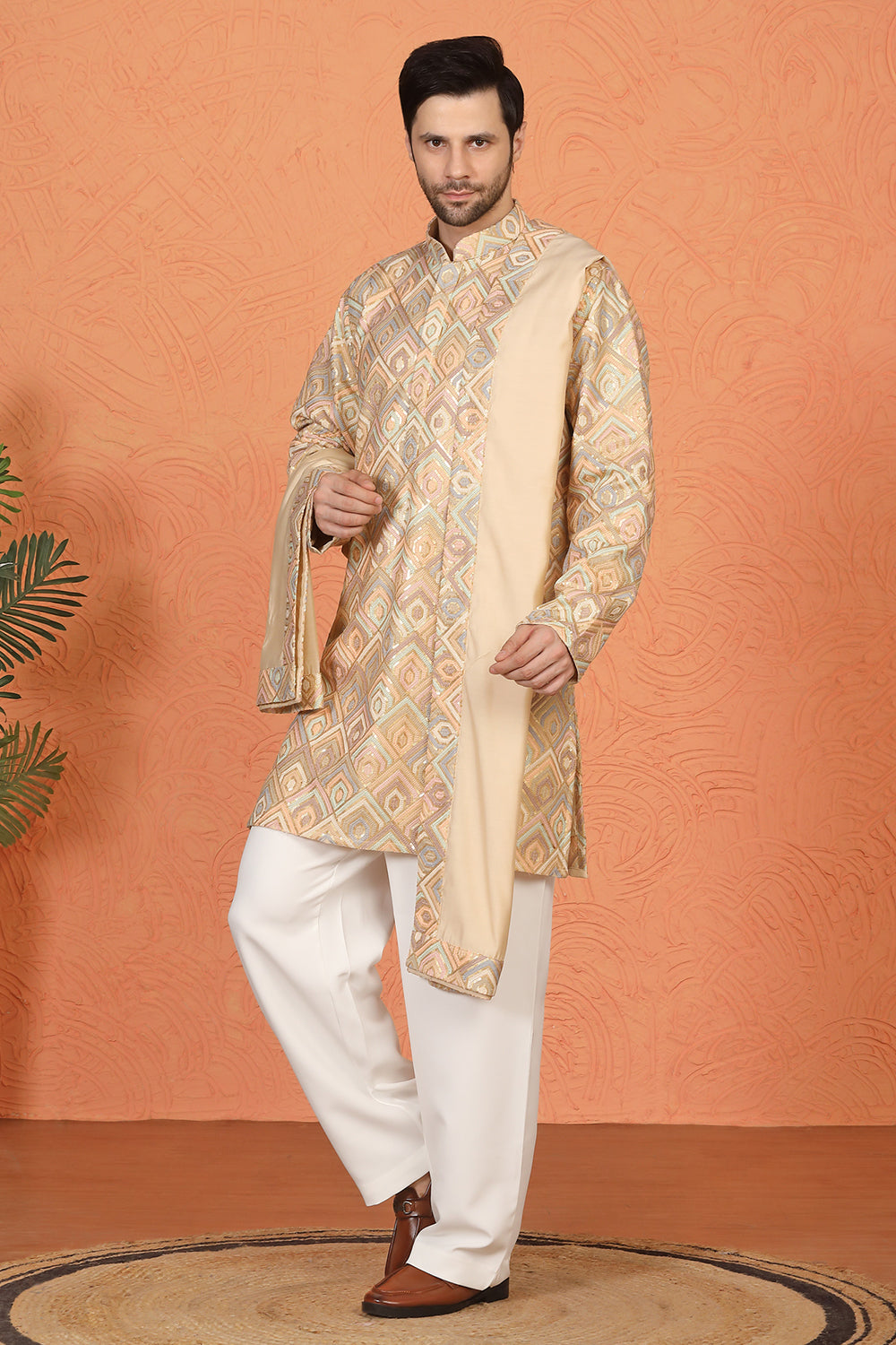 Prafullit  Embroidered Kurta  with Loose Fit Back Elastic Parallel Pants And Dupatta