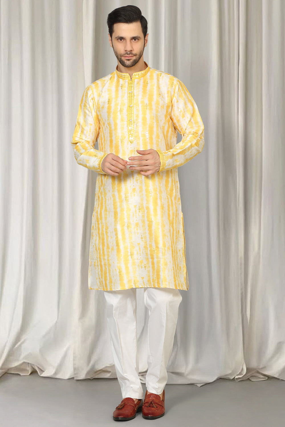 Prajwal Tie Dye  Embroidered Kurta With Back Elastic Pants