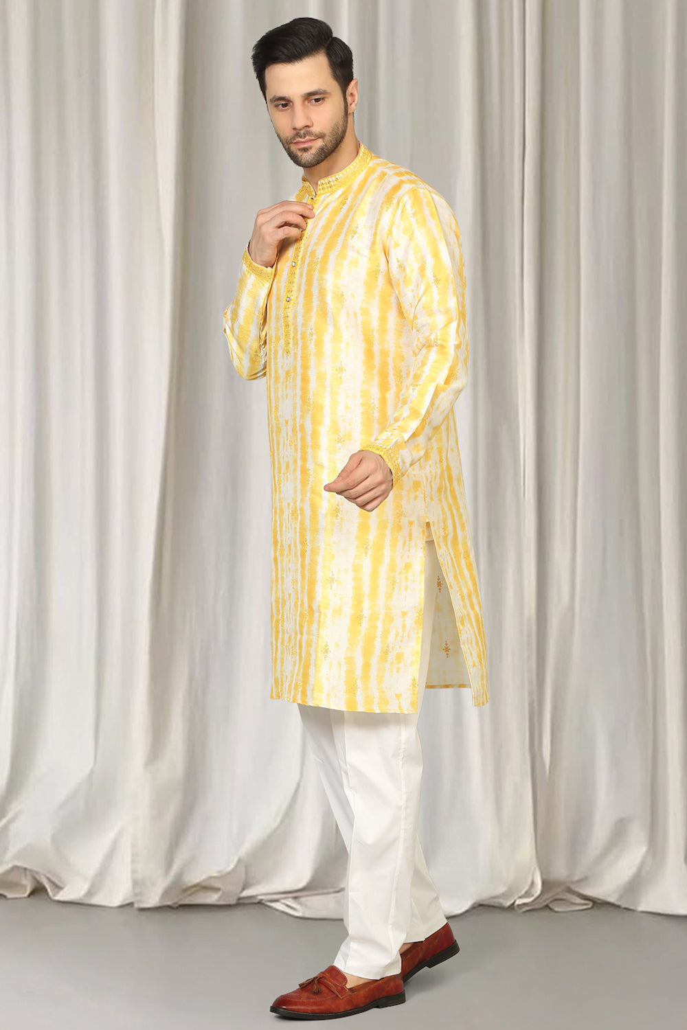 Prajwal Tie Dye  Embroidered Kurta With Back Elastic Pants