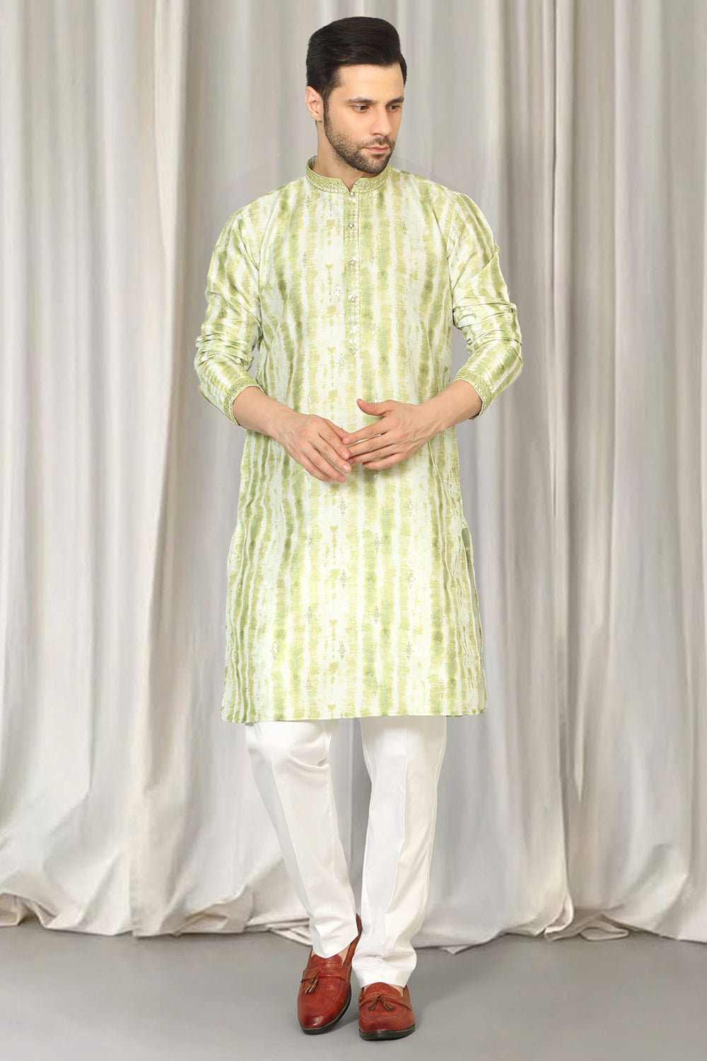 Prajwal Tie Dye  Embroidered Kurta With Back Elastic Pants