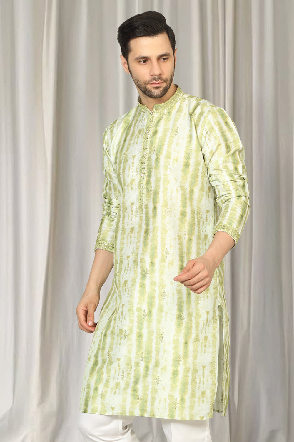 Prajwal Tie Dye  Embroidered Kurta With Back Elastic Pants