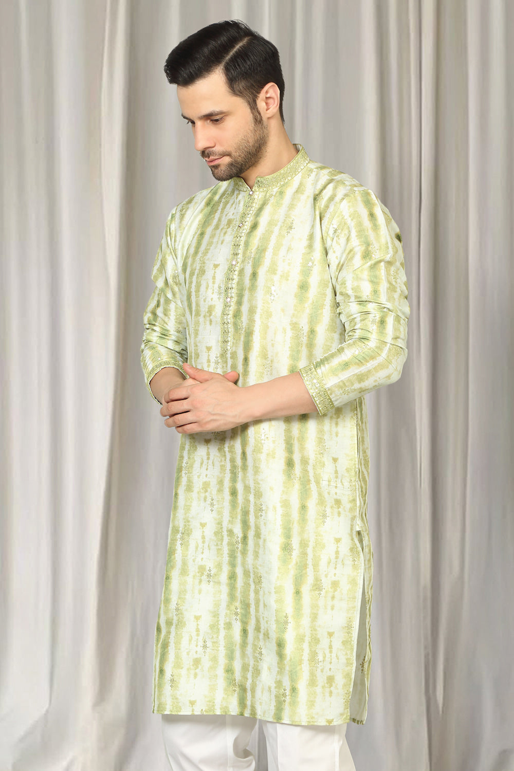 Prajwal Tie Dye  Embroidered Kurta With Back Elastic Pants