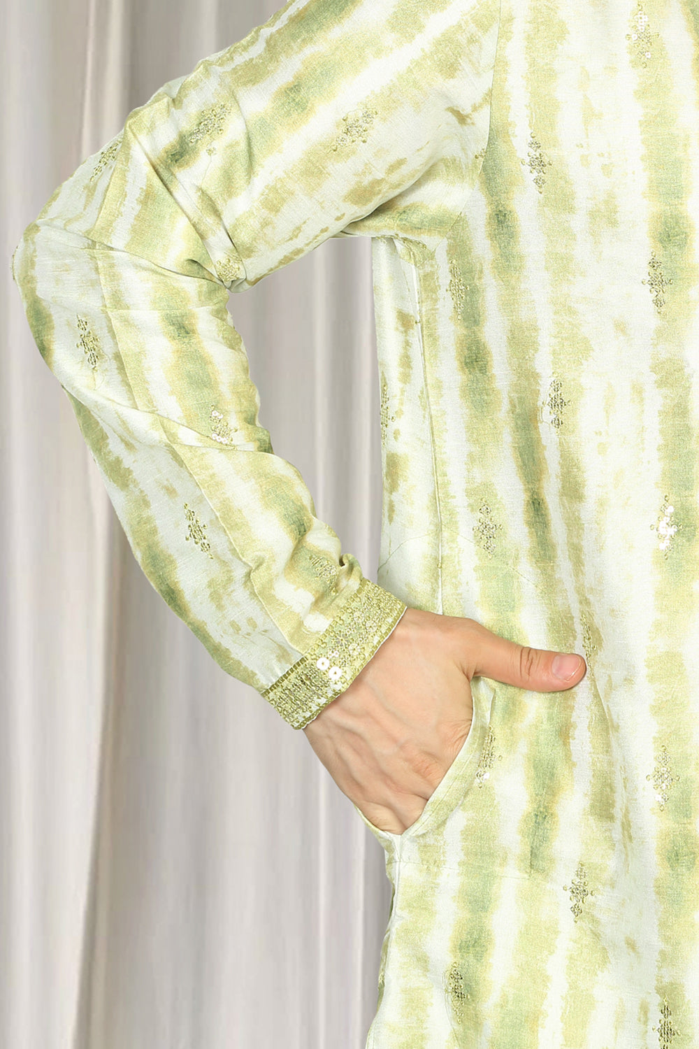 Prajwal Tie Dye  Embroidered Kurta With Back Elastic Pants