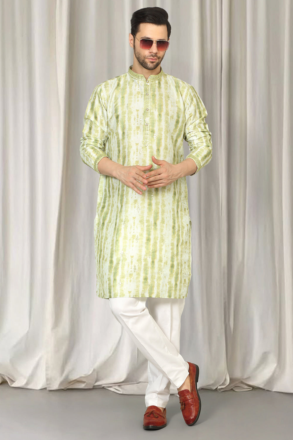 Prajwal Tie Dye  Embroidered Kurta With Back Elastic Pants