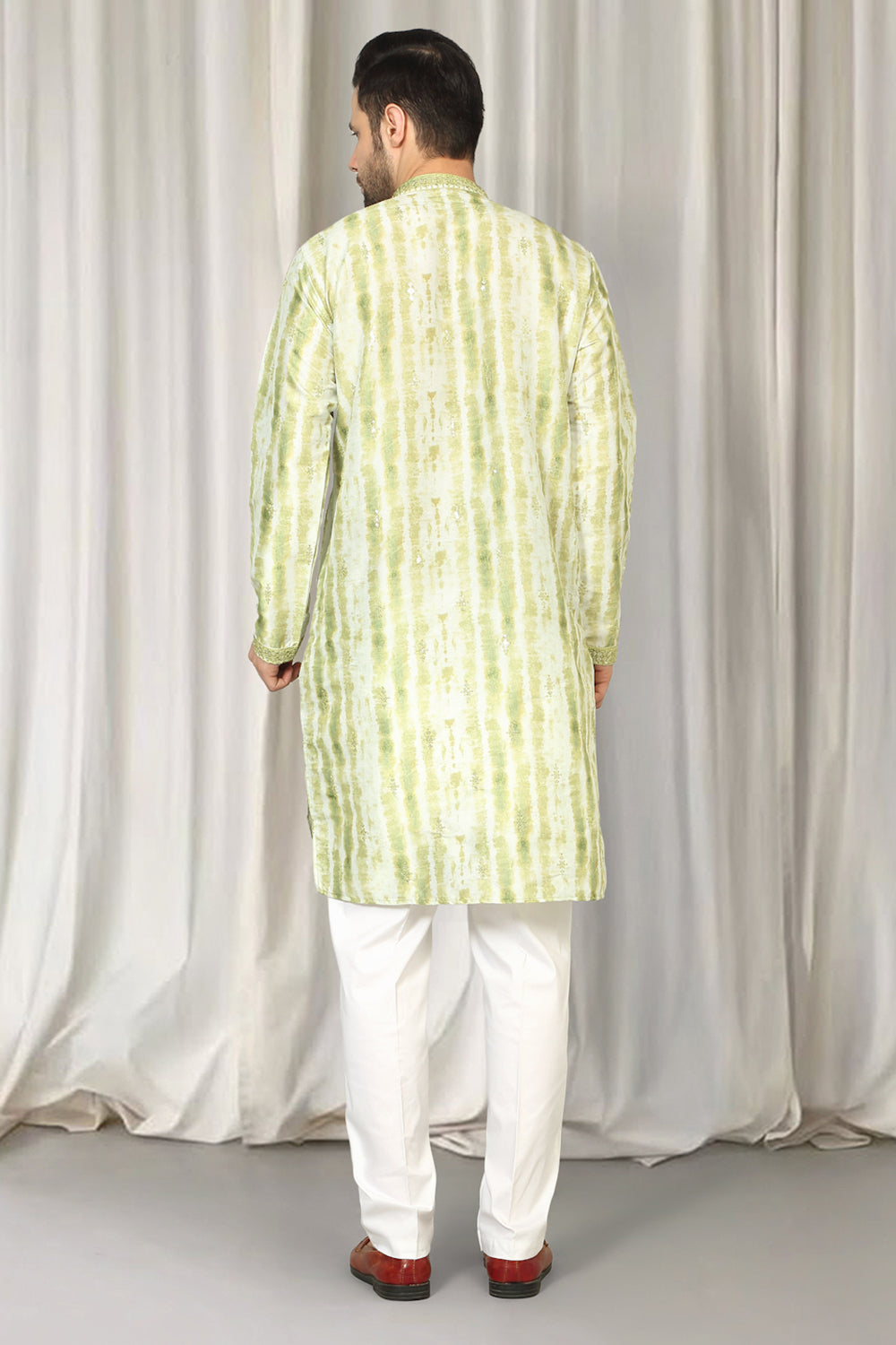 Prajwal Tie Dye  Embroidered Kurta With Back Elastic Pants
