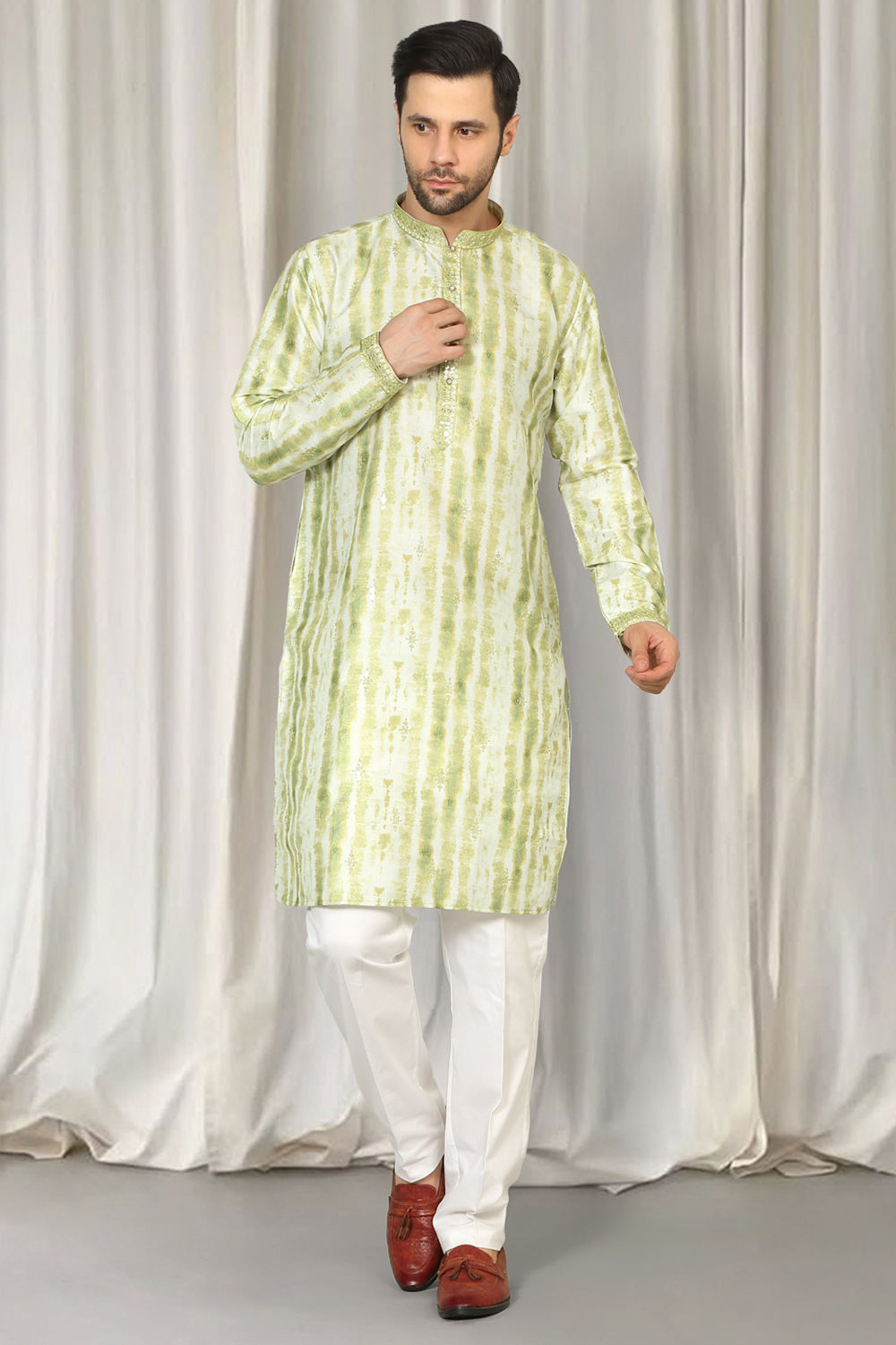 Prajwal Tie Dye  Embroidered Kurta With Back Elastic Pants