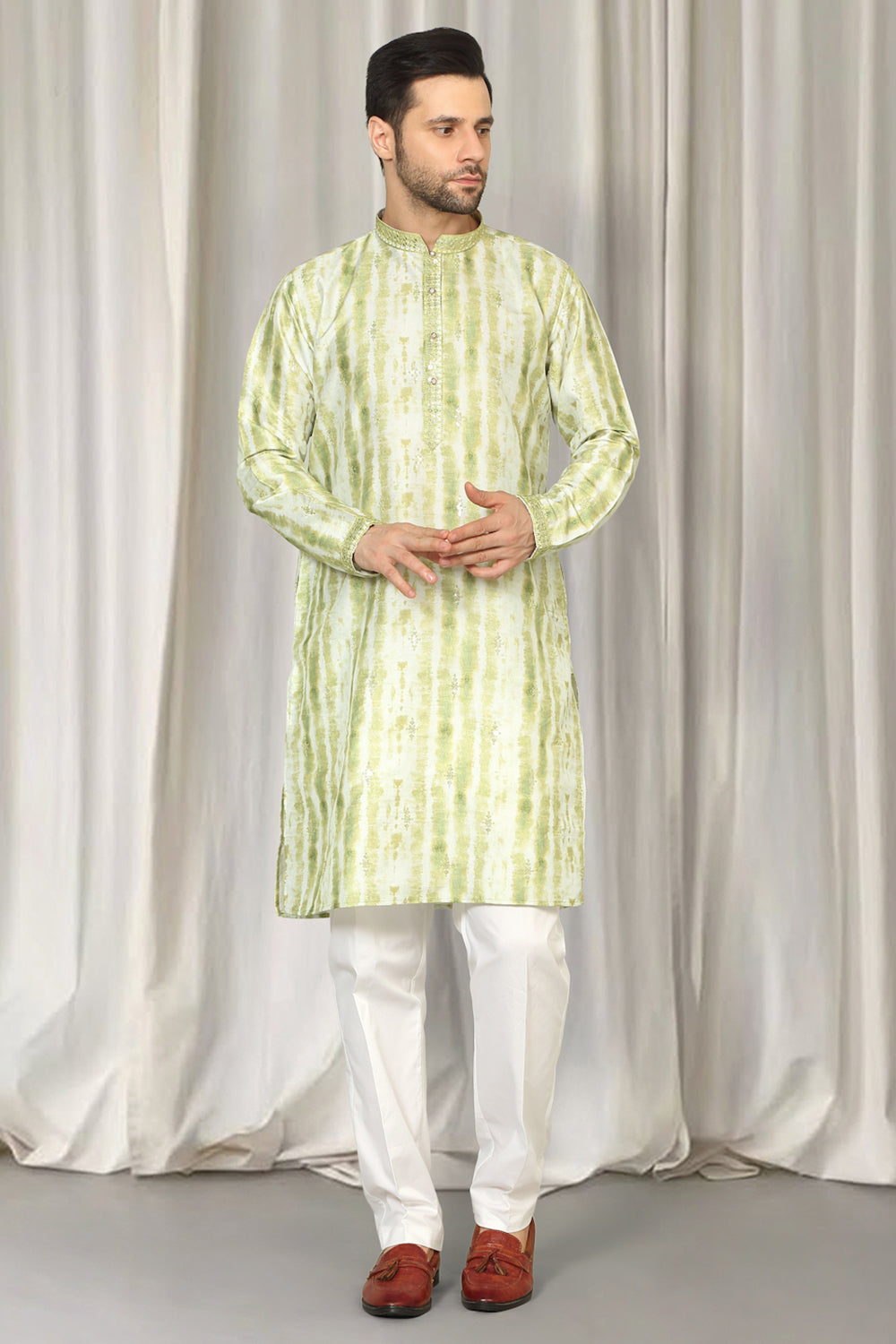 Prajwal Tie Dye  Embroidered Kurta With Back Elastic Pants