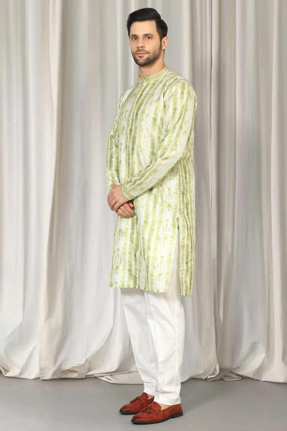 Prajwal Tie Dye  Embroidered Kurta With Back Elastic Pants