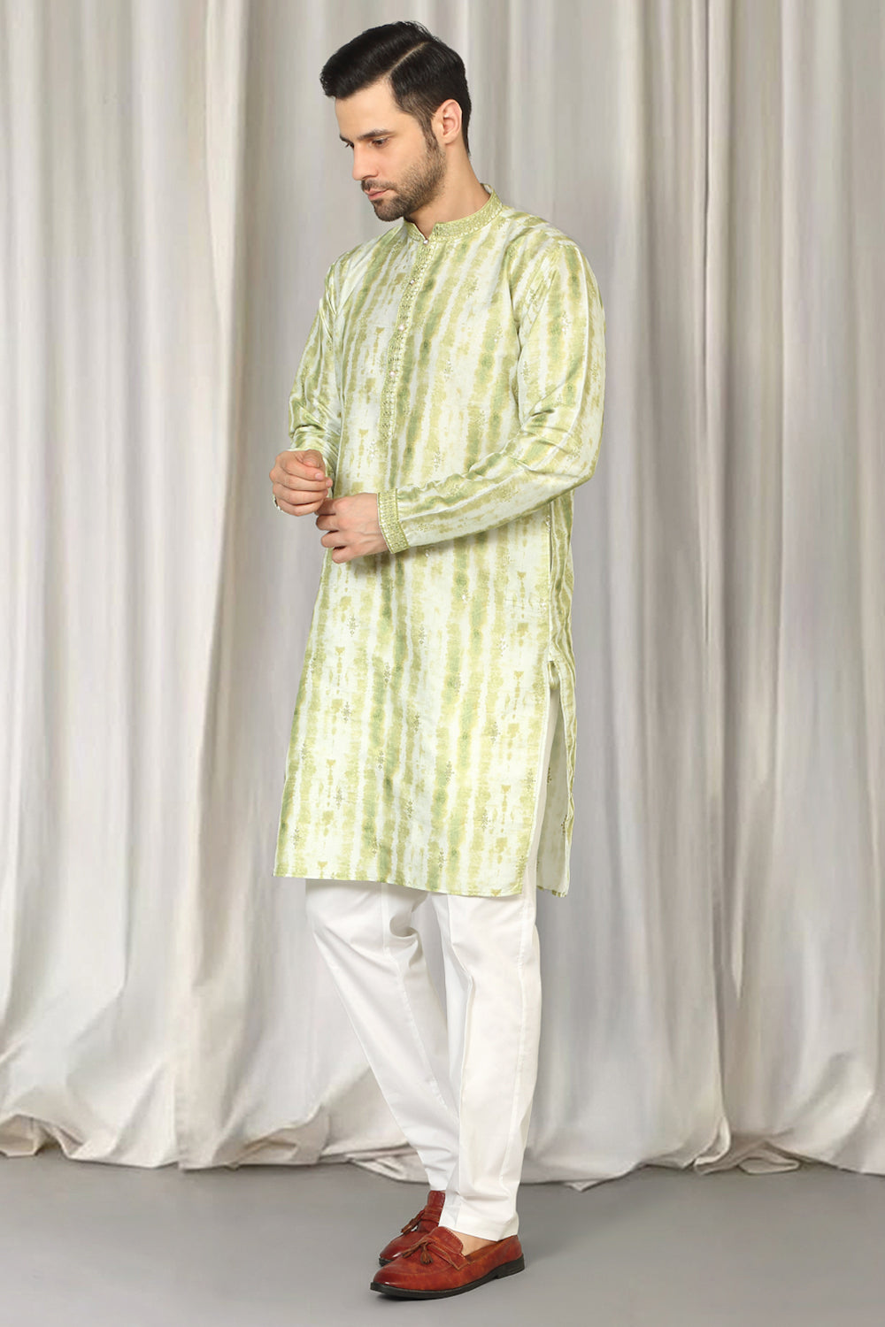 Prajwal Tie Dye  Embroidered Kurta With Back Elastic Pants