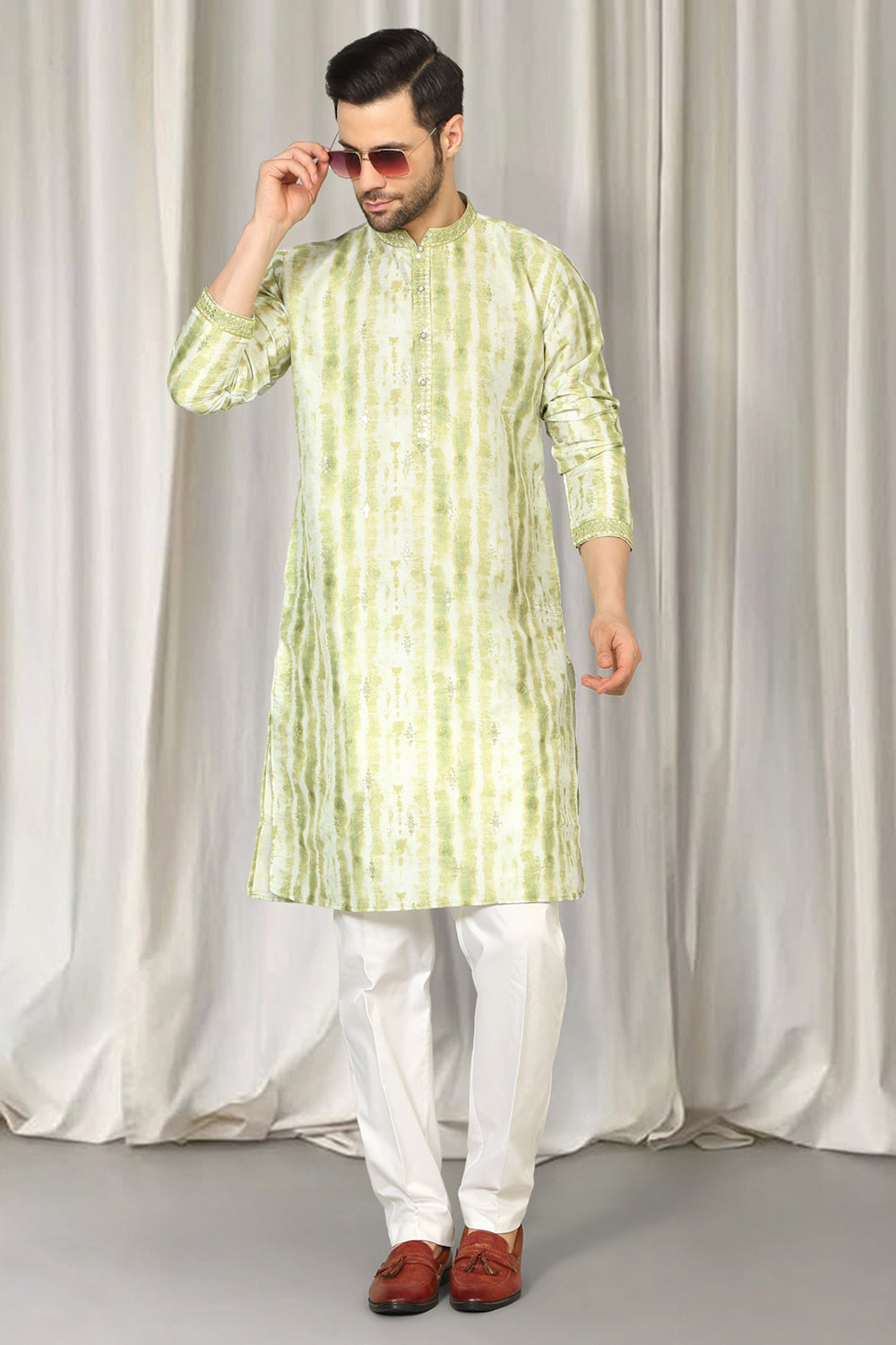 Prajwal Tie Dye  Embroidered Kurta With Back Elastic Pants