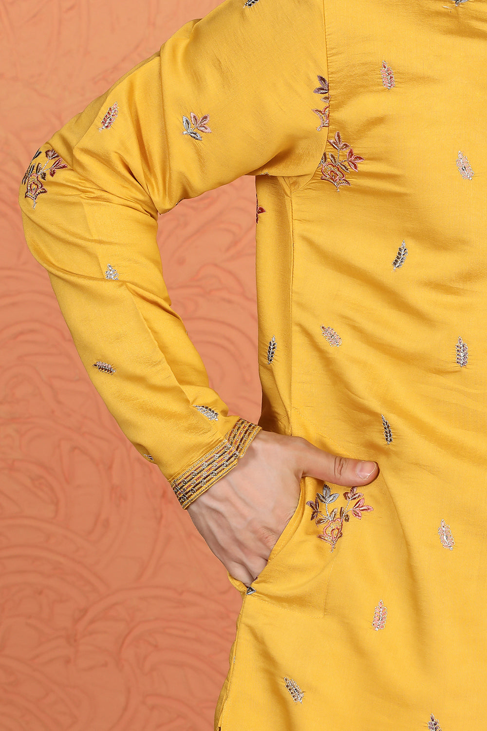 Pushp Gram Embroidered Kurta with  Back Elastic Pants