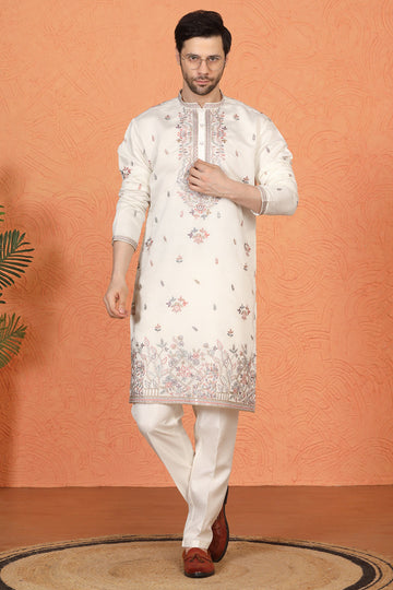 Pushp Samaaroh All Over  Embroidered Kurta with Back Elastic Pants