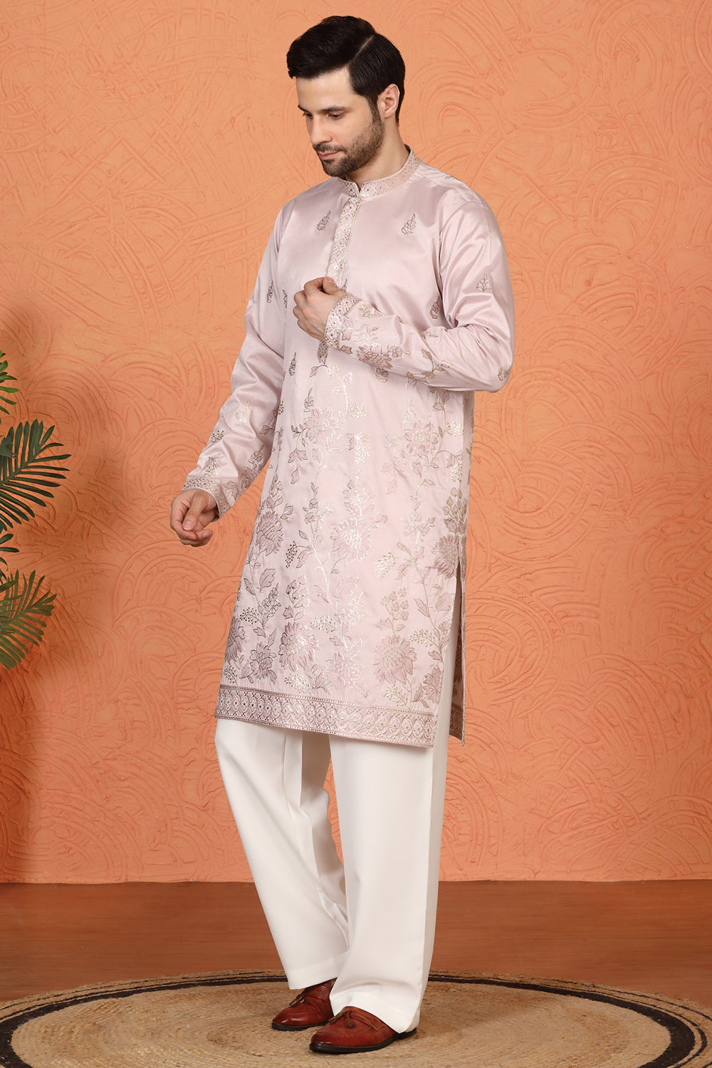 Pushp Swarna Embroidered Kurta with  Loose Fit Parallel  Pants