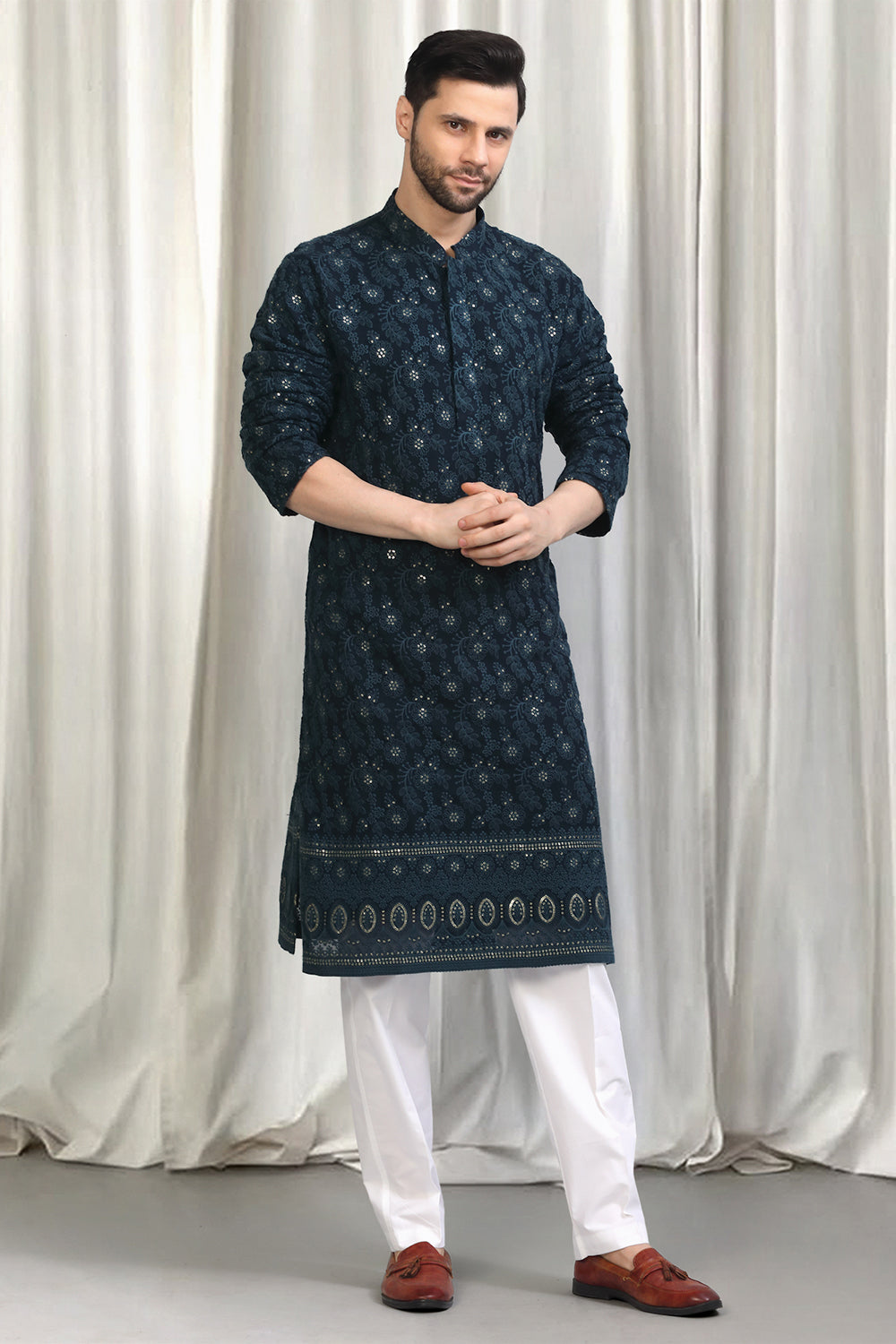 Pushpotsav Embroidered Kurta With Back Elastic Pants