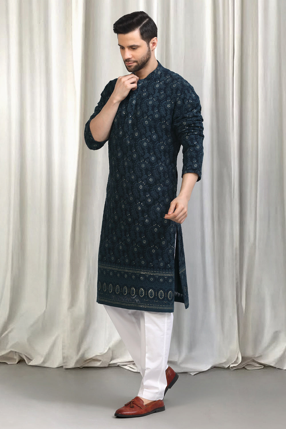 Pushpotsav Embroidered Kurta With Back Elastic Pants