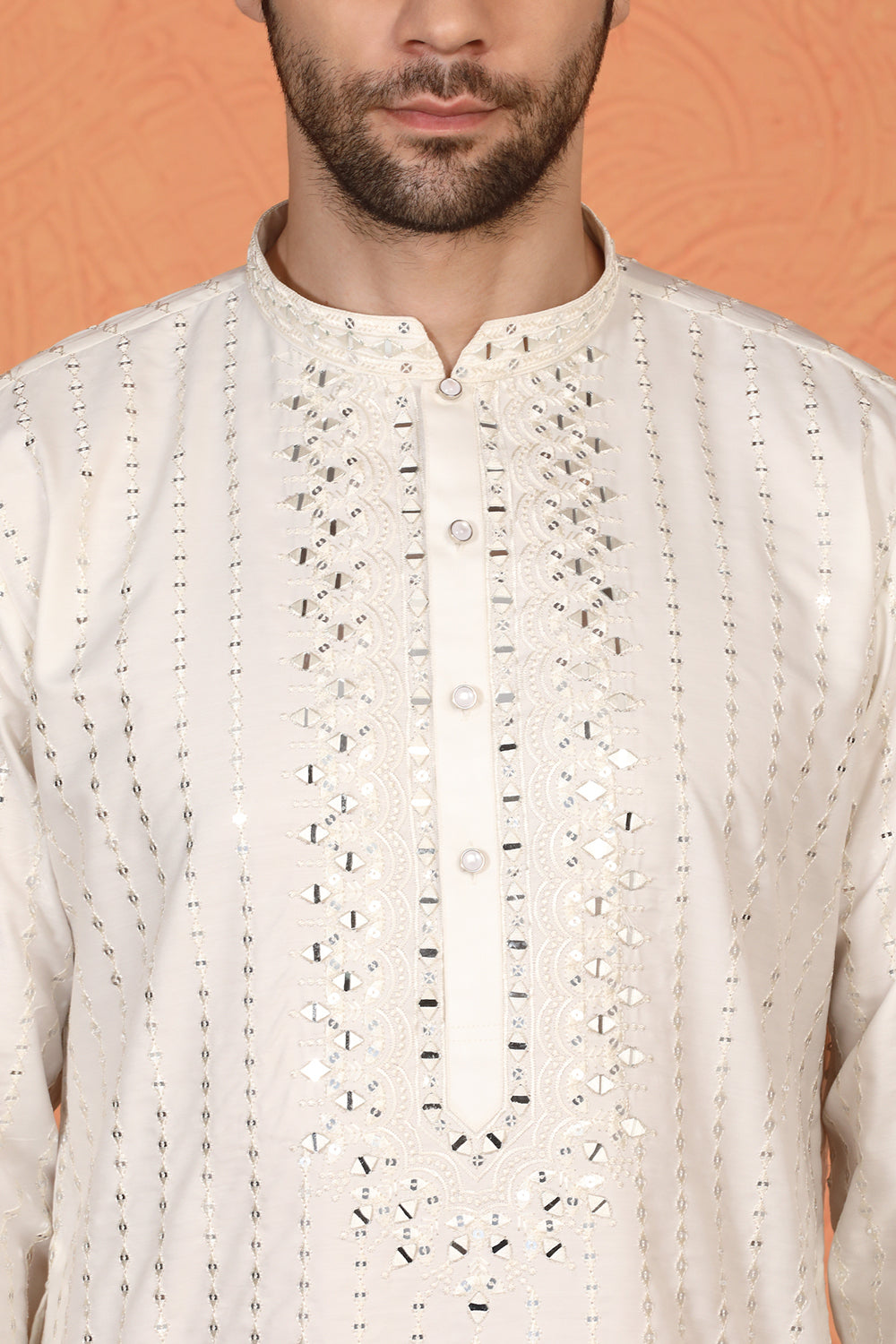 Raas Mirror  Embroidered Kurta with  Back Elastic Pants And Dupatta