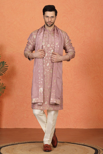 Son Zar Embroidered Kurta with  Back Elastic Pants And Dupatta