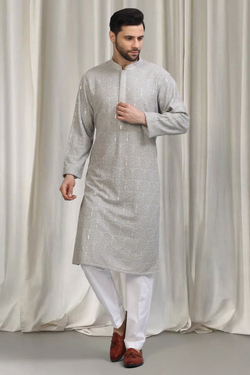Swarna Utsav All Over  Embroidered Kurta With Back Elastic Pants