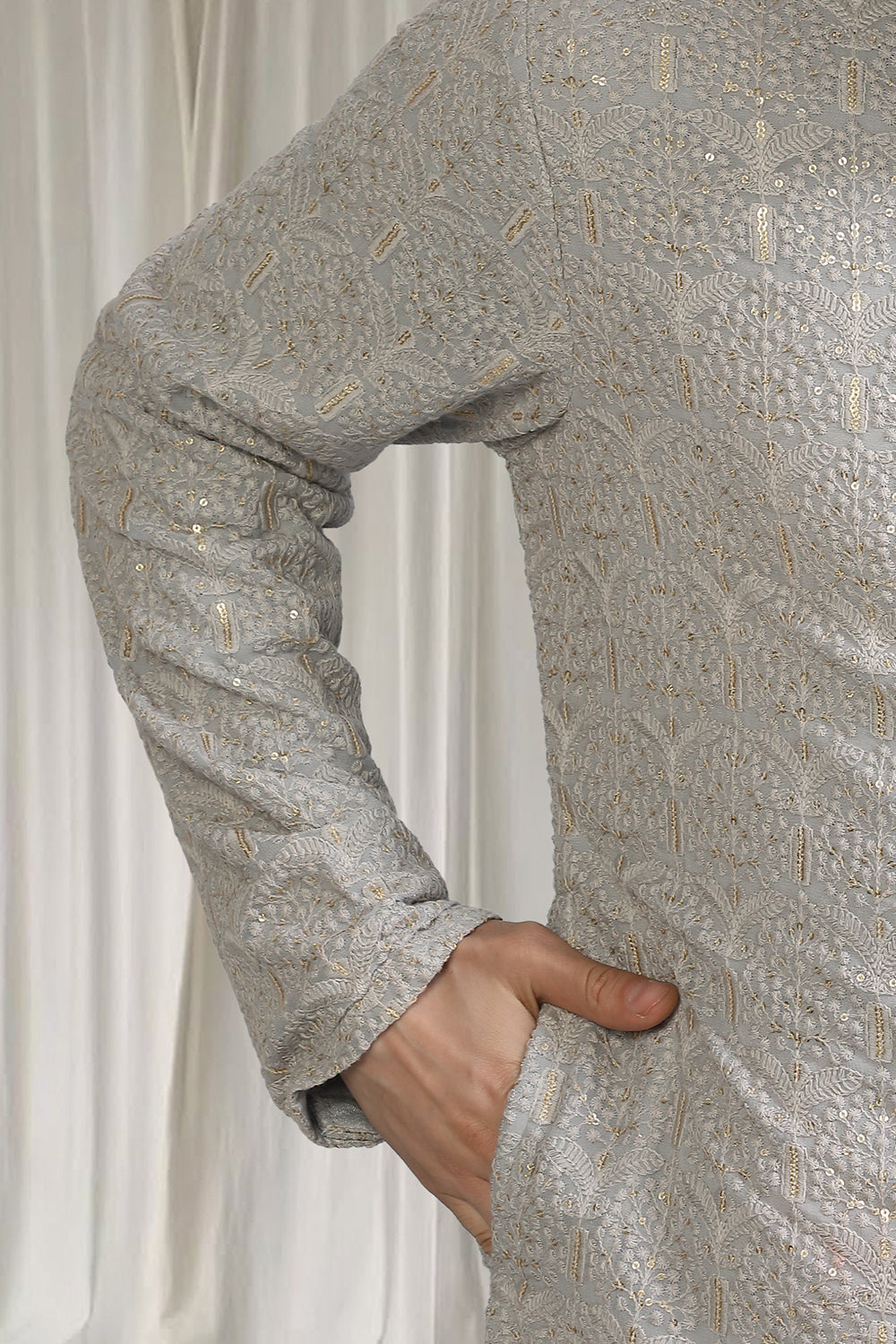 Swarna Utsav All Over  Embroidered Kurta With Back Elastic Pants