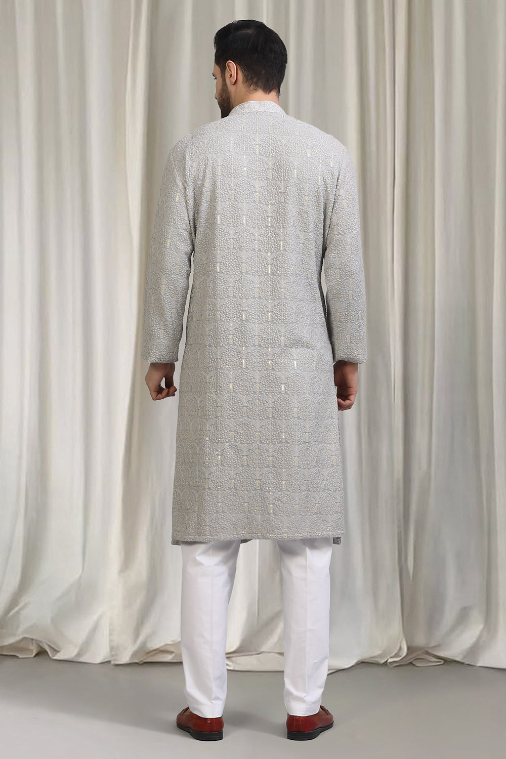 Swarna Utsav All Over  Embroidered Kurta With Back Elastic Pants